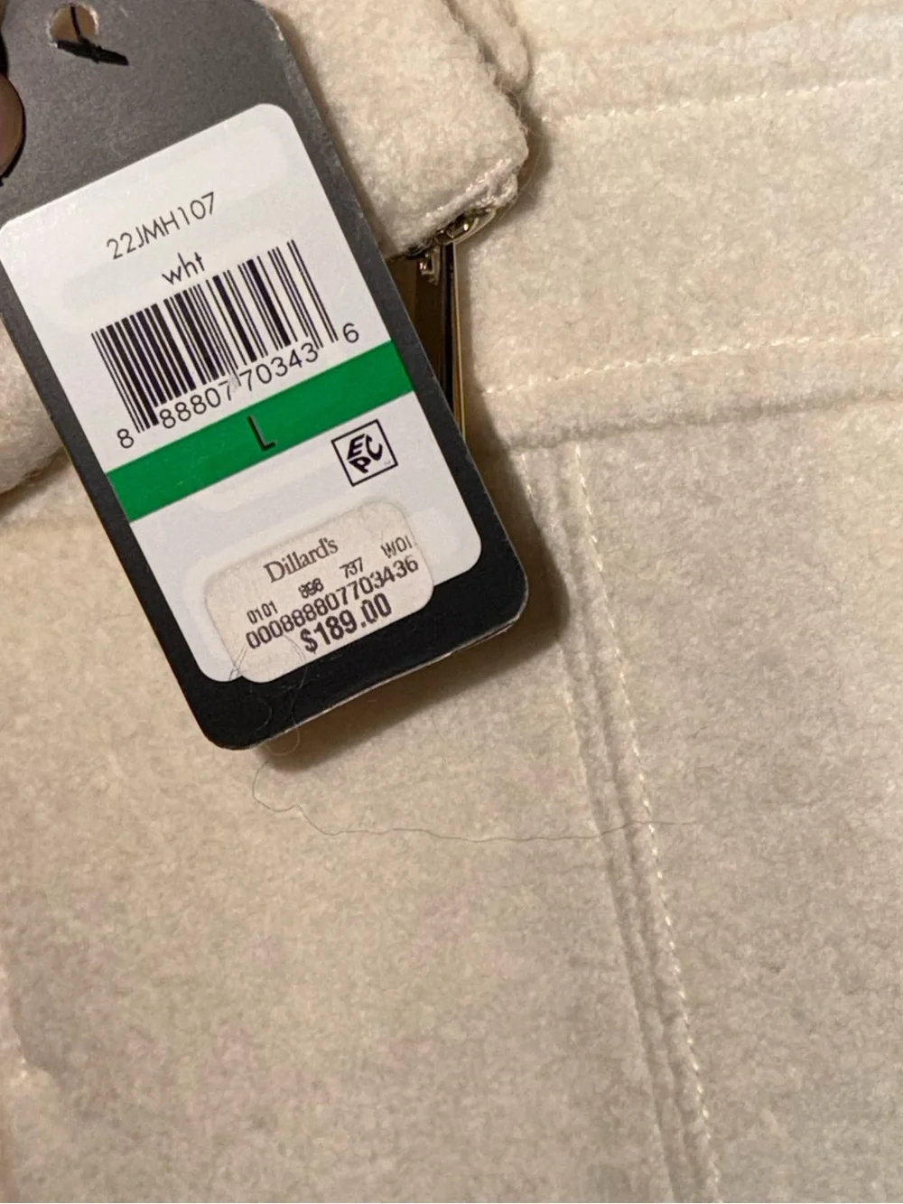 GUESS White Double-Breasted Wool-Blend Fit &  Peacoat Trench Jacket Large NWT
